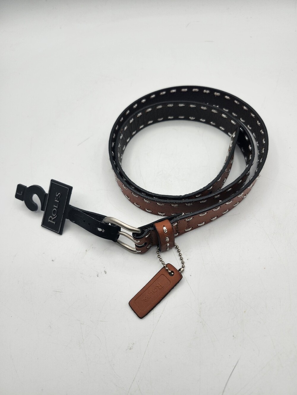 Rolfs Brown Leather Belt New Silver Tone Buckel